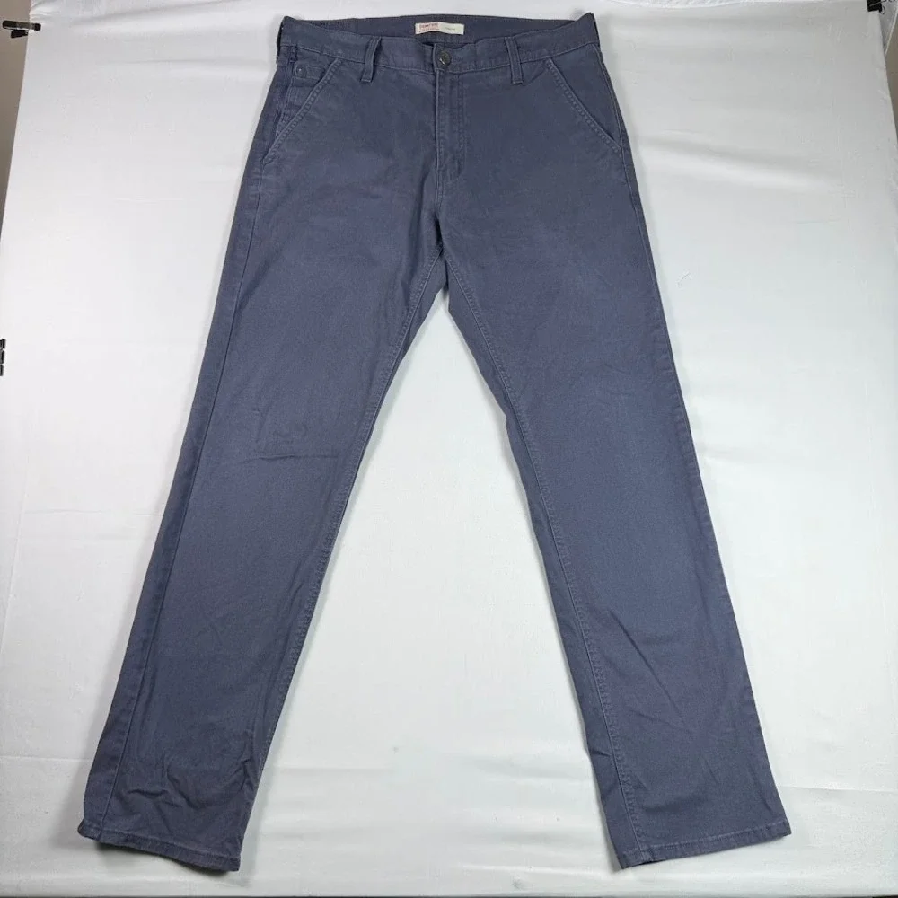 Signature by Levi Strauss Mens Athletic Fit Chinos Gray 34x34 Stretch Zip Pocket